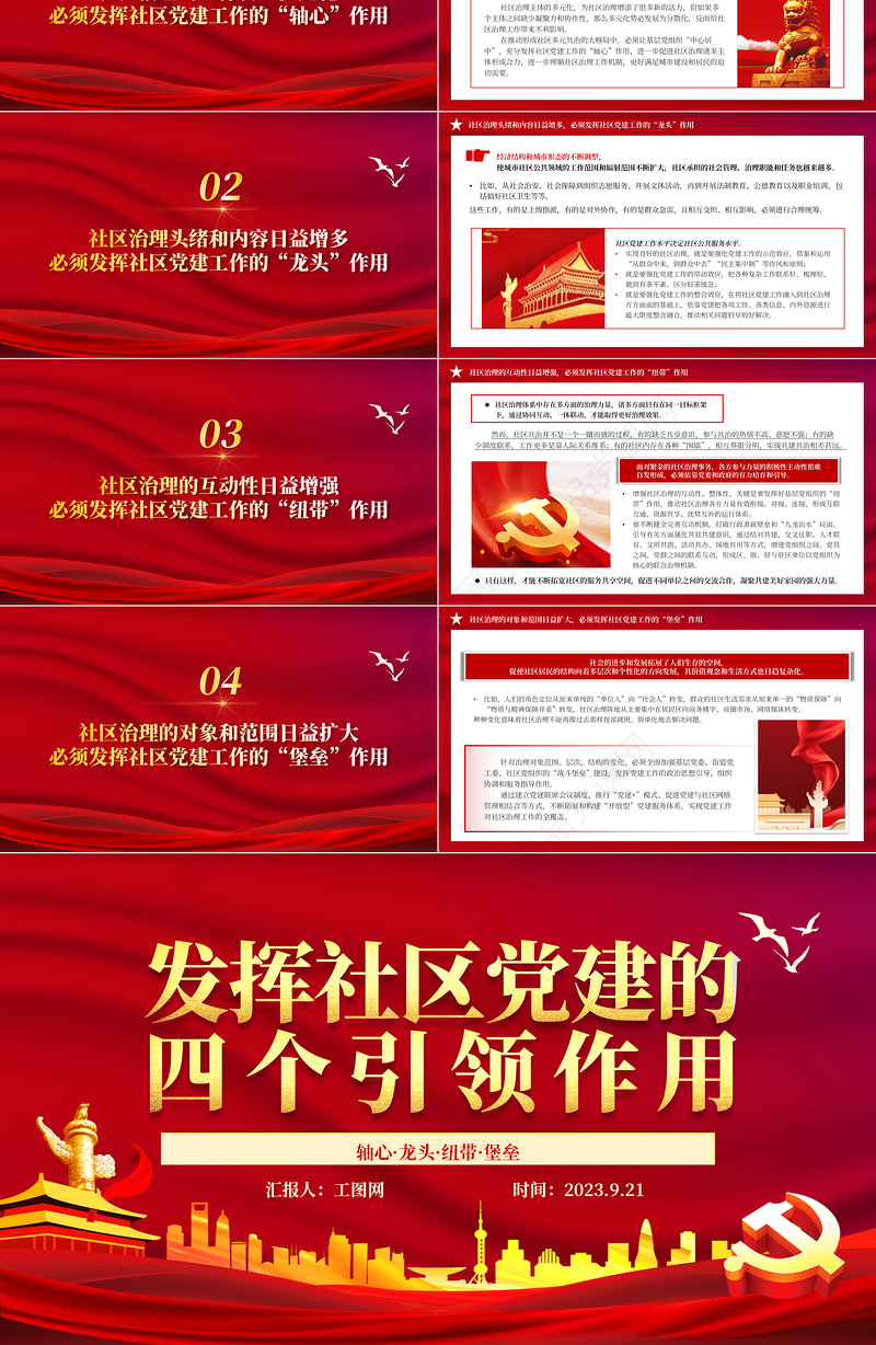 2023发挥社区党建的四个引领作用PPT党政风优质党建引领社区治理做好新时期社区党建工作
