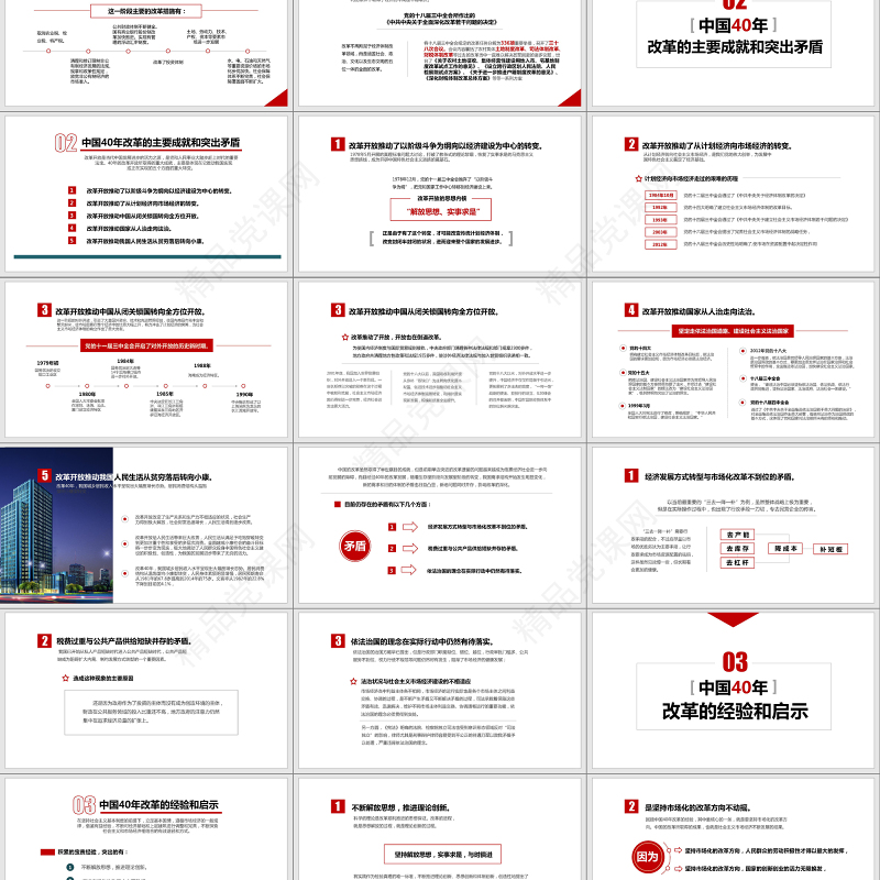 原创改革开放40年周年经验与启示PPT模板