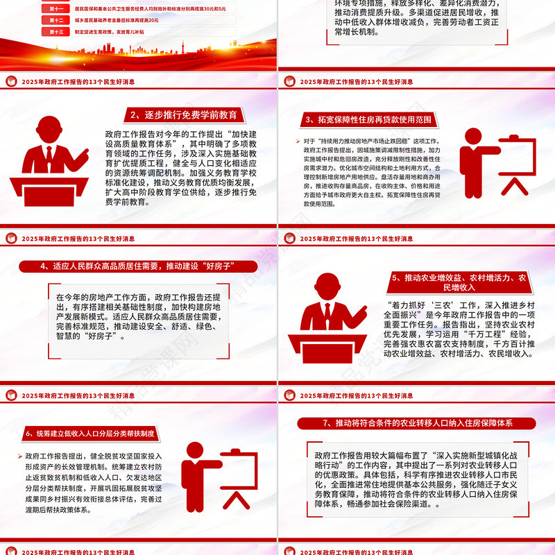 大气精美2025年政府工作报告的13个民生好消息PPT课件