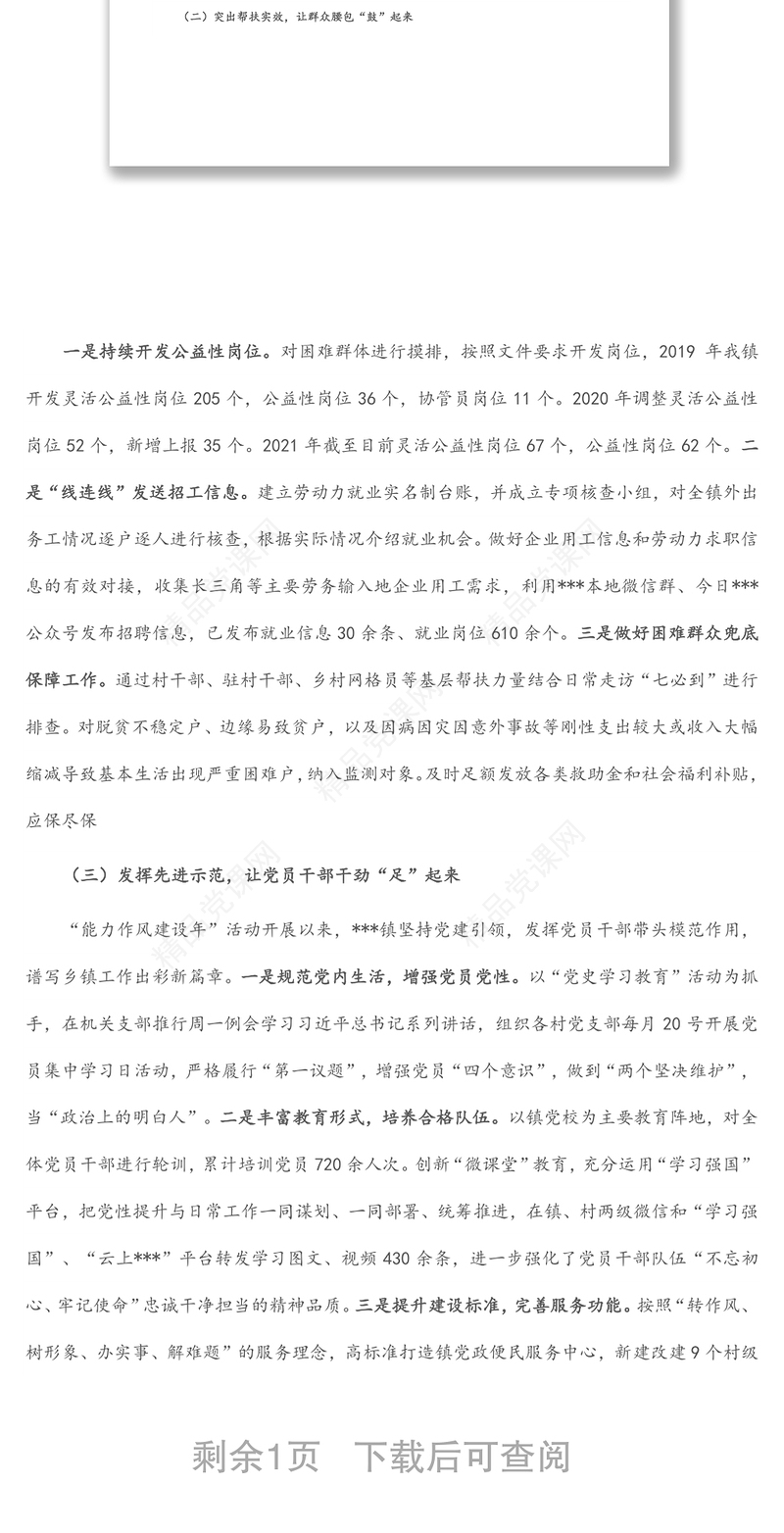 镇“能力作风建设年”活动开展情况工作总结