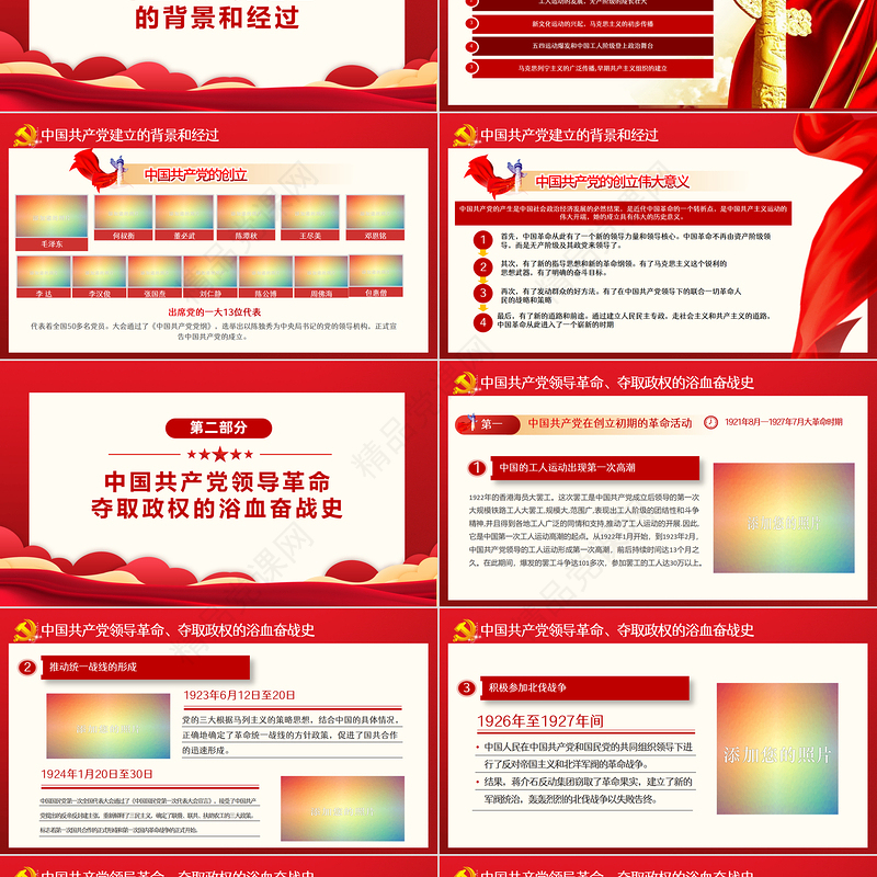峥嵘百年光辉历程PPT党政风优质风热烈庆祝中国共产党成立101周年七一建党节党史教育专题党课课件模板