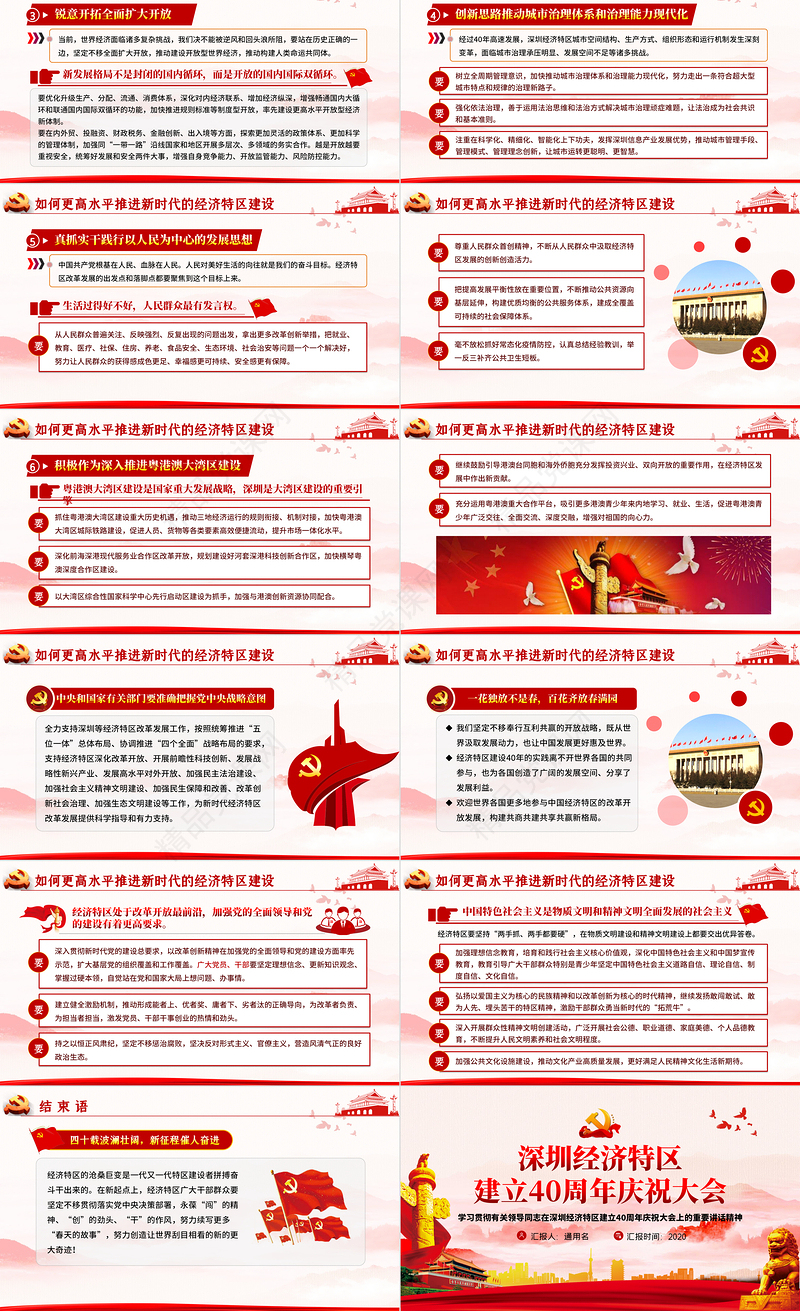 党建风地域党课之深圳经济特区建立40周年庆祝大会PPT