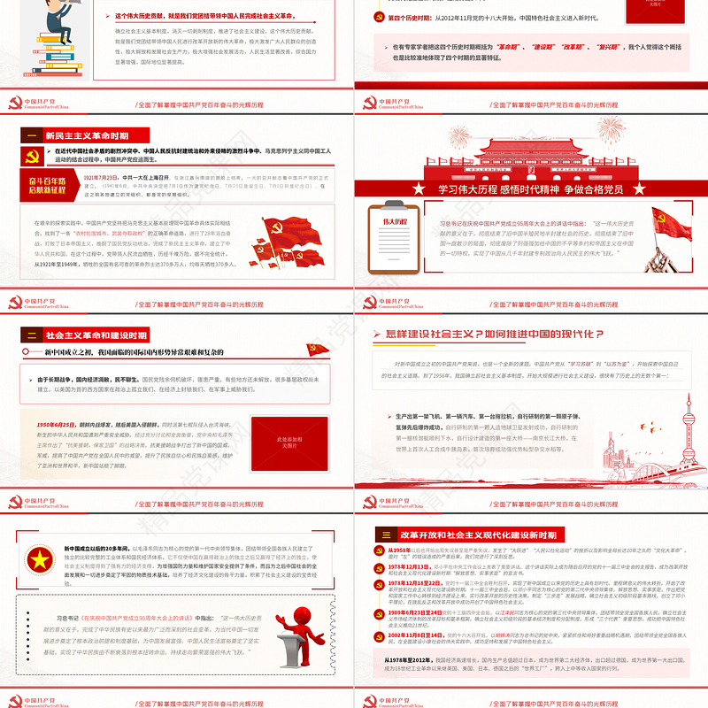 学习伟大历程感悟时代精神争做合格党员PPT庆祝建党100周年党政部门/党支部/团支部党史学习教育专题授课模板下载