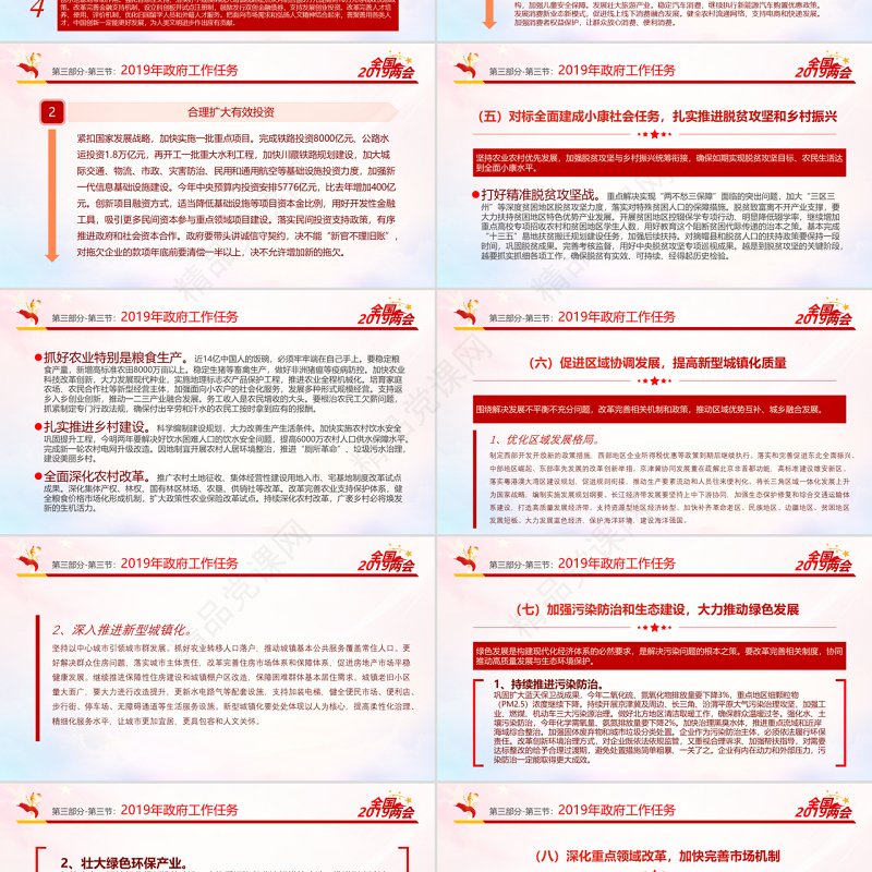 原创中国风2019两会政协政府工作报告ppt-版权可商用