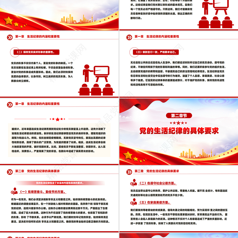 大气简洁严守党的生活纪律维护党员良好形象党课PPT课件