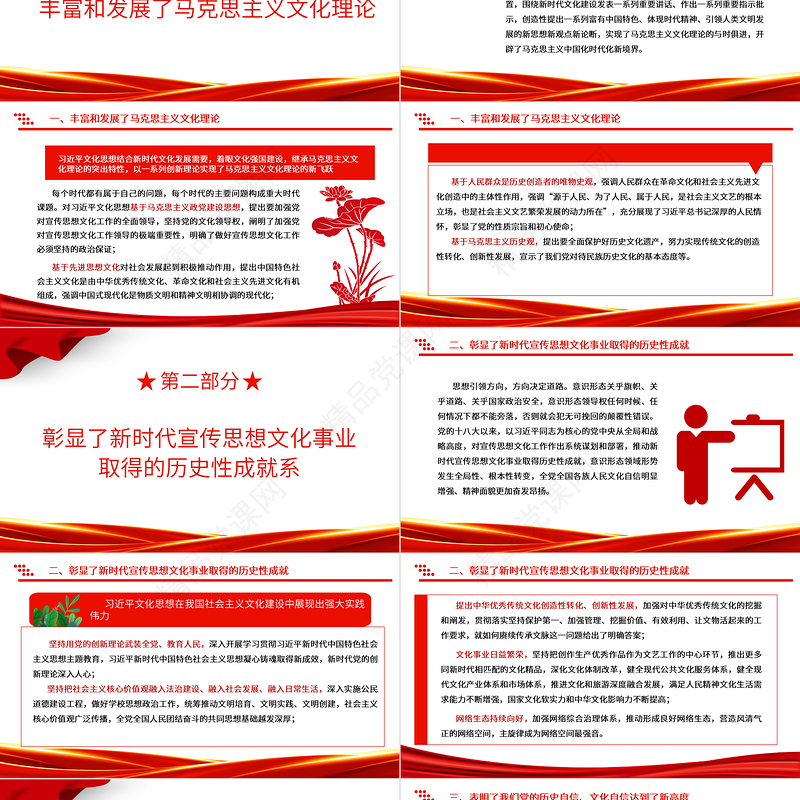 深入学习贯彻习近平文化思想的重大意义ppt精美大气为新的文化使命提供了强大思想武器和科学行动指南党课专题教育课件