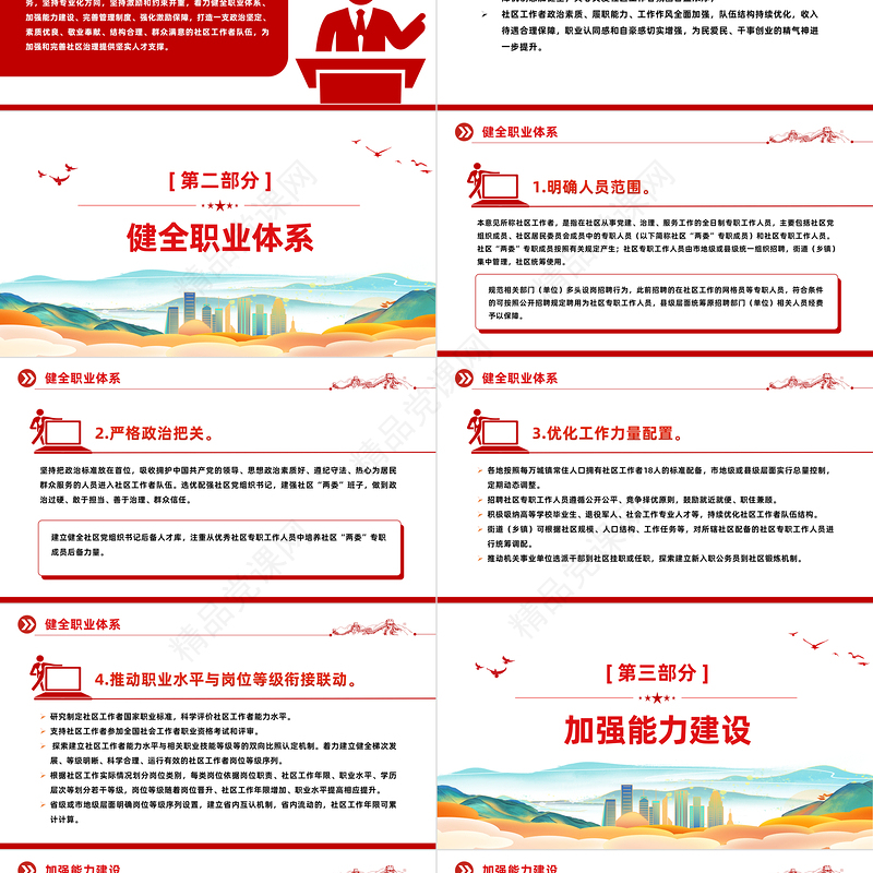 2024关于加强社区工作者队伍建设的意见PPT大气简洁基层治理微党课课件