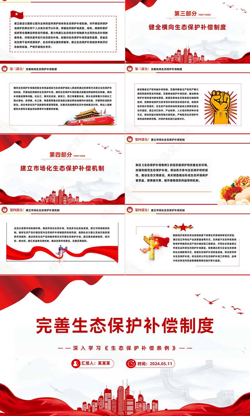 精美党政风深入学习《生态保护补偿条例》PPT课件