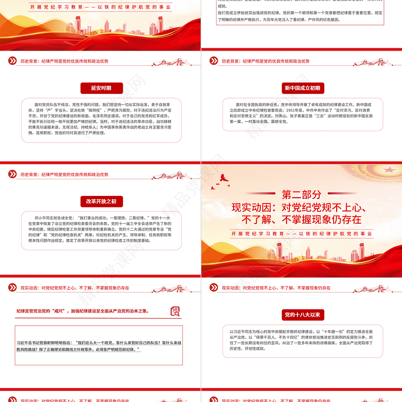 优质简约开展党纪学习教育以铁的纪律护航党的事业PPT党课课件