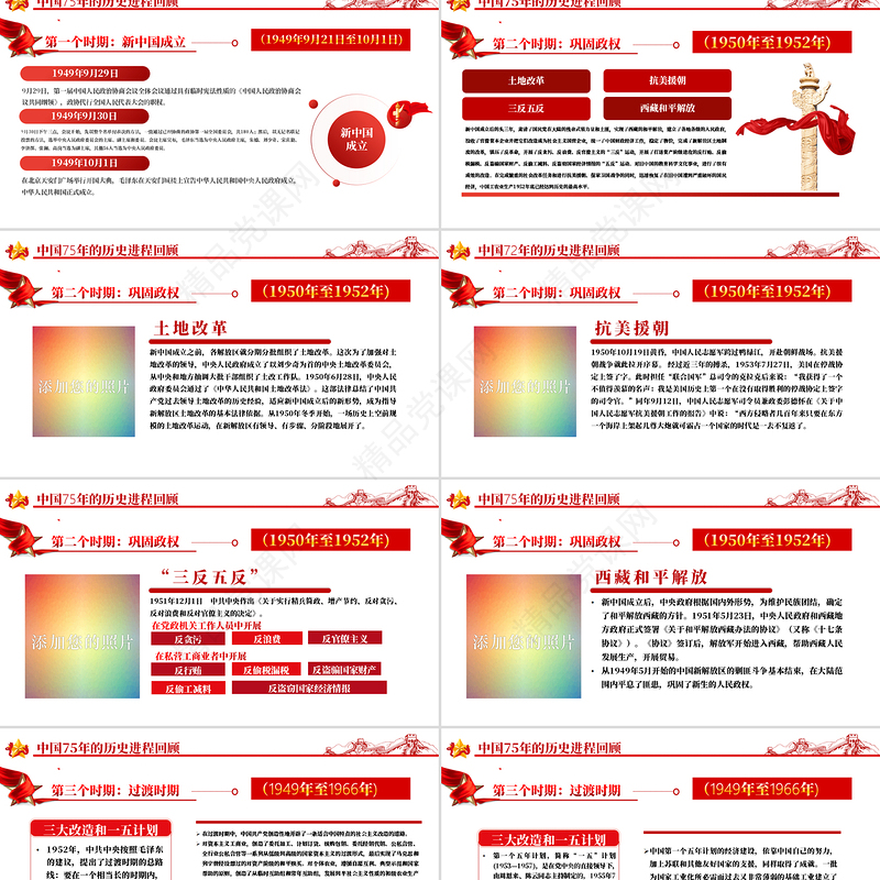 建国75周年喜迎国庆PPT红色党政风2024年礼赞新中国奋进新时代党课
