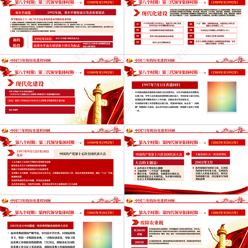 建国75周年喜迎国庆PPT红色党政风2024年礼赞新中国奋进新时代党课