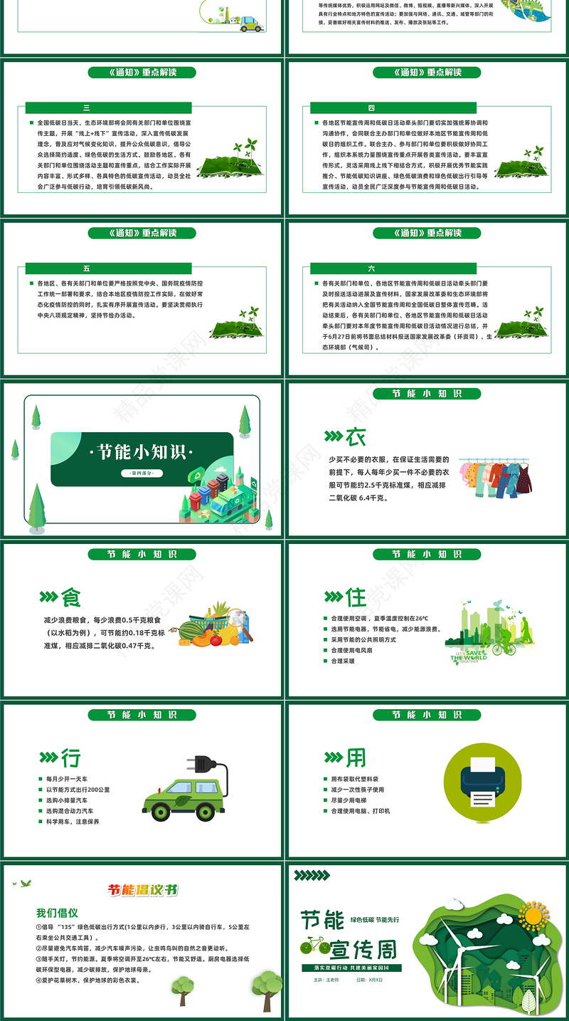 年全国节能宣传周PPT简洁剪纸风绿色低碳节能先行落实双碳行动共建美丽家园节能主题模板