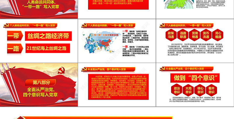 学习党的十九大党章修改内容PPT课件模板