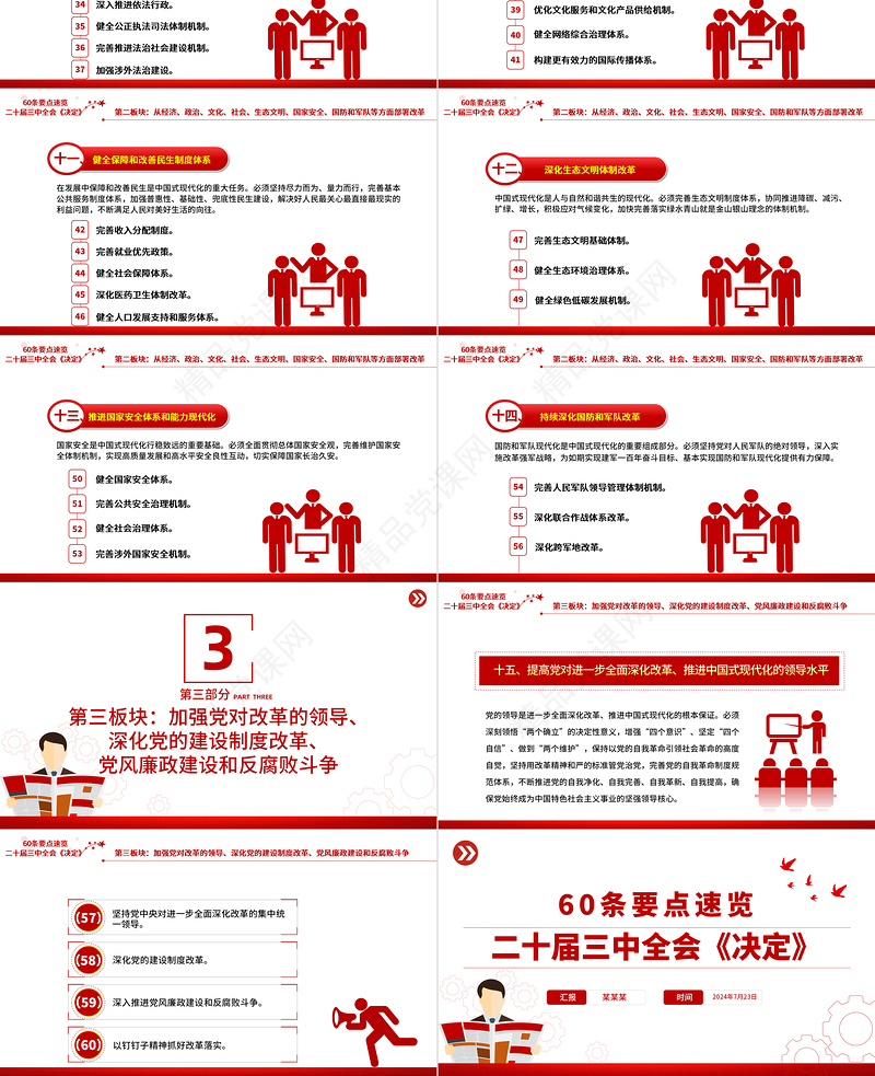 简洁风60条要点速览二十届三中全会《决定》党员学习PPT课件