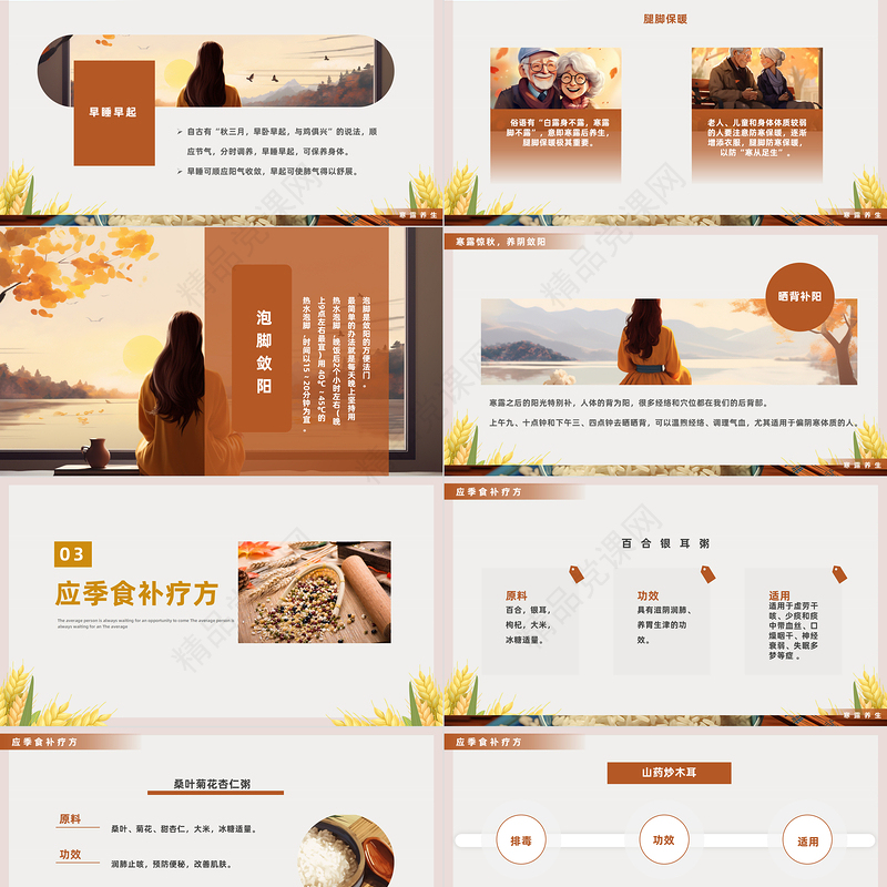 2024深秋寒露谈养生PPT简约风秋季养生课件下载