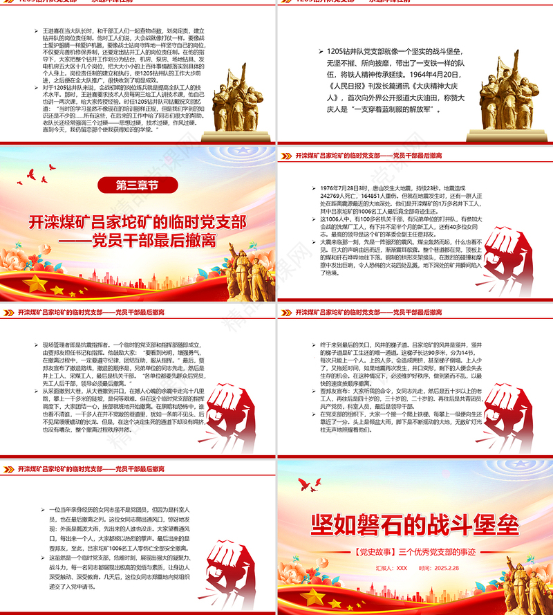 简洁风坚如磐石的战斗堡垒PPT优秀党支部事迹学党史党课