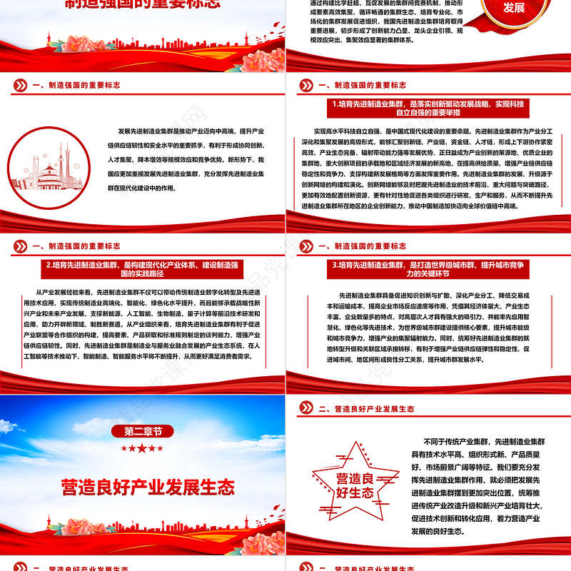 充分利用先进制造业集群优势ppt红色精美风加快建设现代化产业体系，为中国式现代化提供重要支撑党组织党课专题教育课件