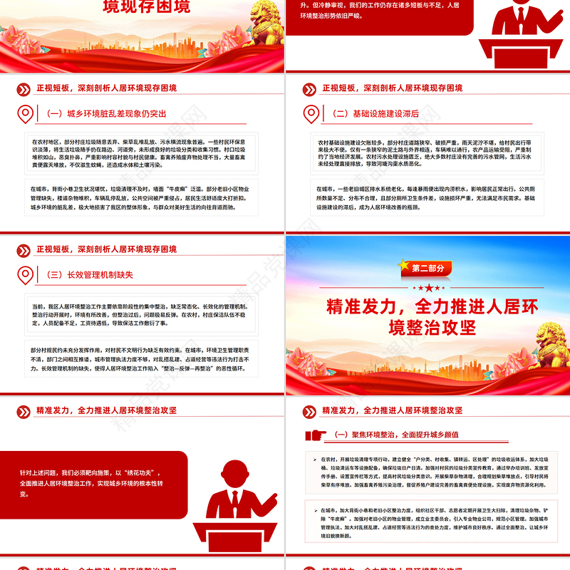 区县人居环境整治工作推进会讲话PPT模板