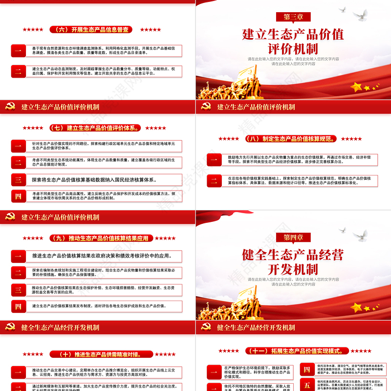 2021中共中央发布建立健全生态产品价值实现机制红色中国风党政PPT模板