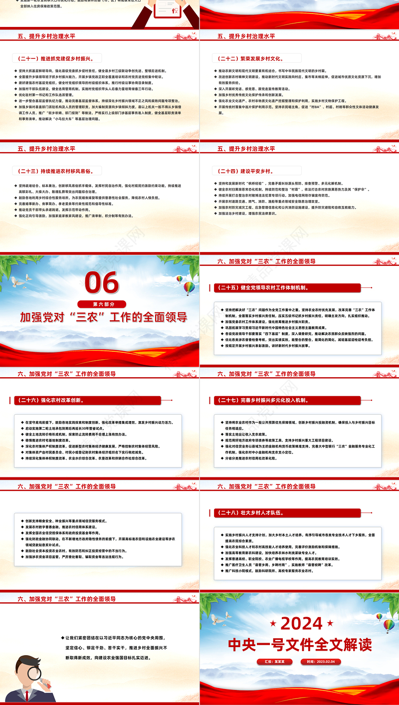 2024年中央一号文件PPT党政风关于学习运用千村示范万村整治工程经验有力有效推进乡村全面振兴的意见党课课件