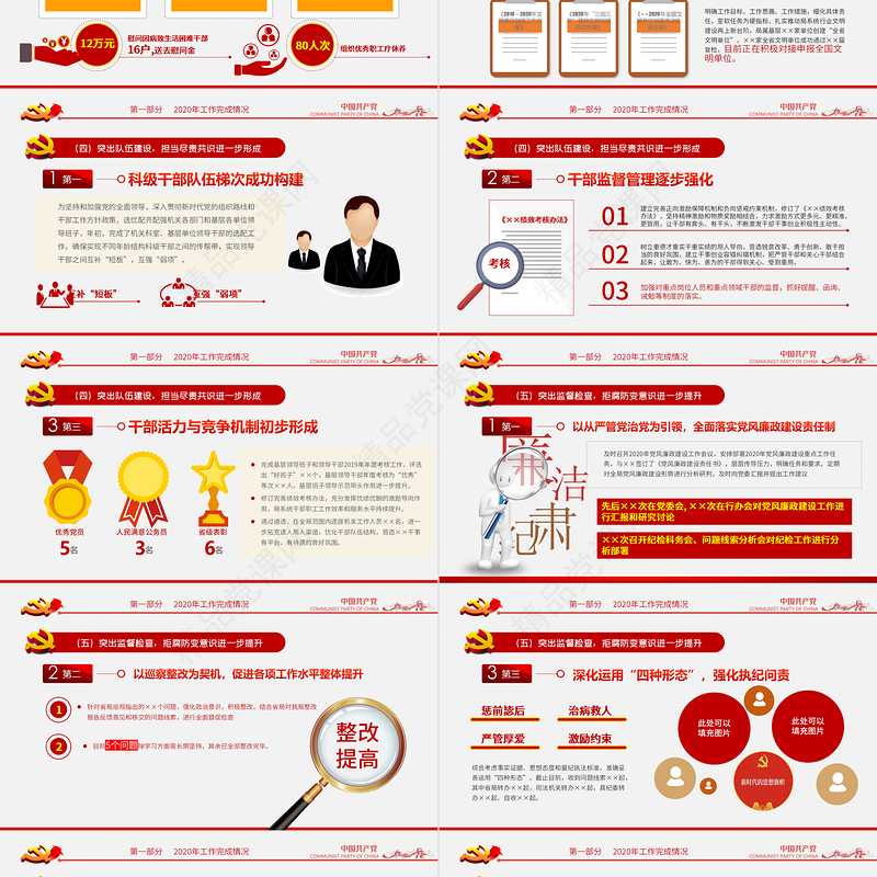 党支部工作总结PPT党政风优质基层党组织工作汇报述职报告党建工作模板