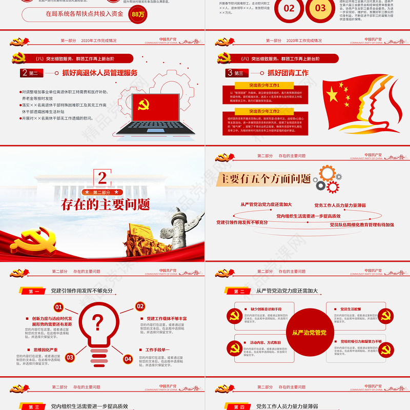 党支部工作总结PPT党政风优质基层党组织工作汇报述职报告党建工作模板