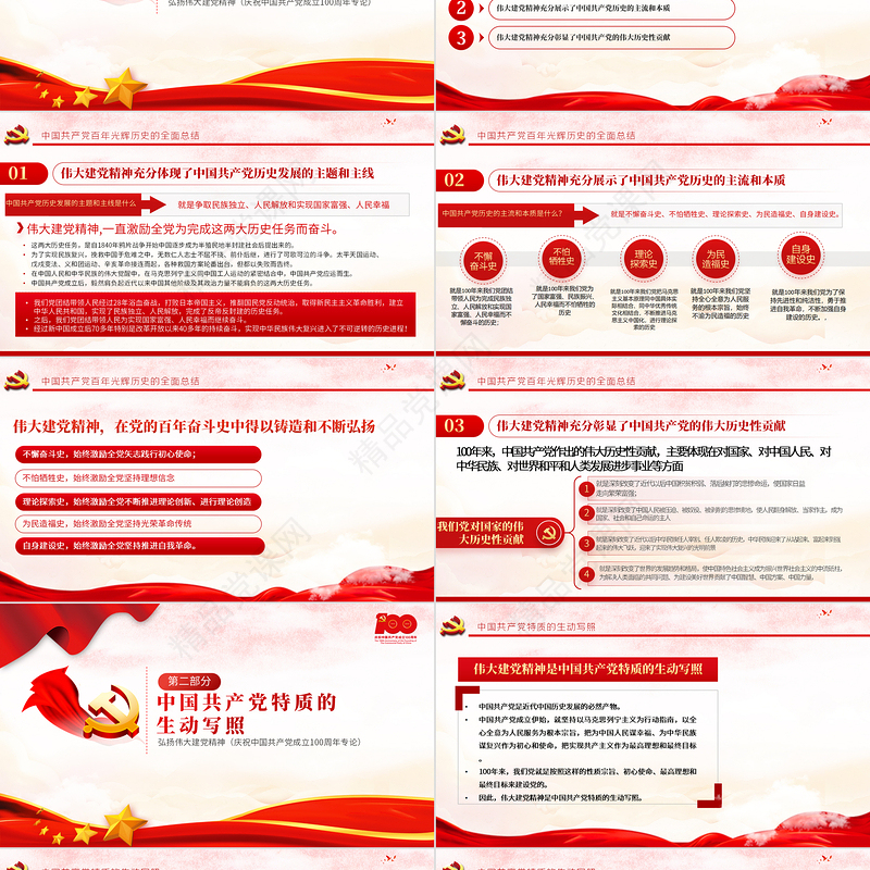 弘扬伟大建党精神PPT庆祝中国共产党成立100周年党史学习教育专题党课课件
