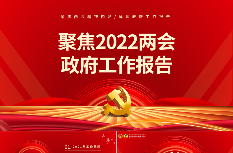 全国两会政府工作报告PPT党政风优质党政风学习解读两会精神内涵专题课件模板