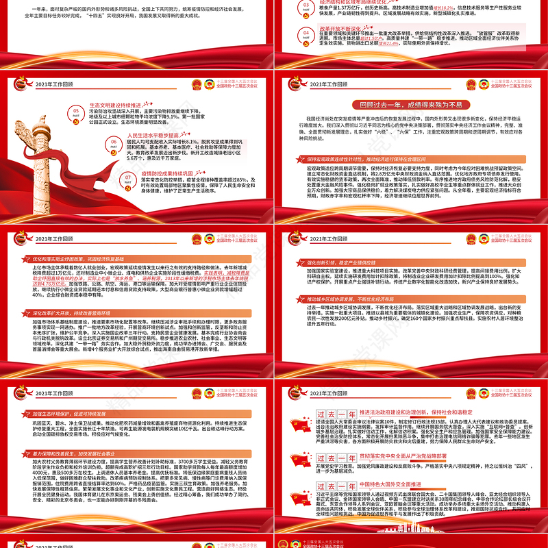 全国两会政府工作报告PPT党政风优质党政风学习解读两会精神内涵专题课件模板