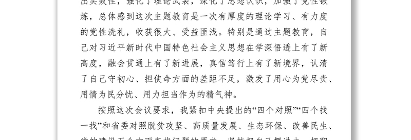 检视剖析材料县处级领导干部主题教育专题民主生活会剖析检视材料