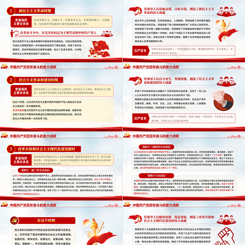 全面总结学习党的百年奋斗重大成就和历史经验PPT简洁风十九届六中全会公报内容介绍党课课件