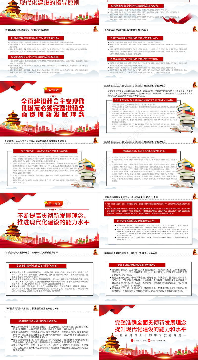 完整准确全面贯彻新发展理念提升现代化建设的能力和水平PPT党建风基层党委党支部干部学习教育专题党课课件