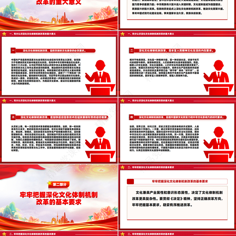 红色党政风关于深化文化体制机制改革PPT党课课件