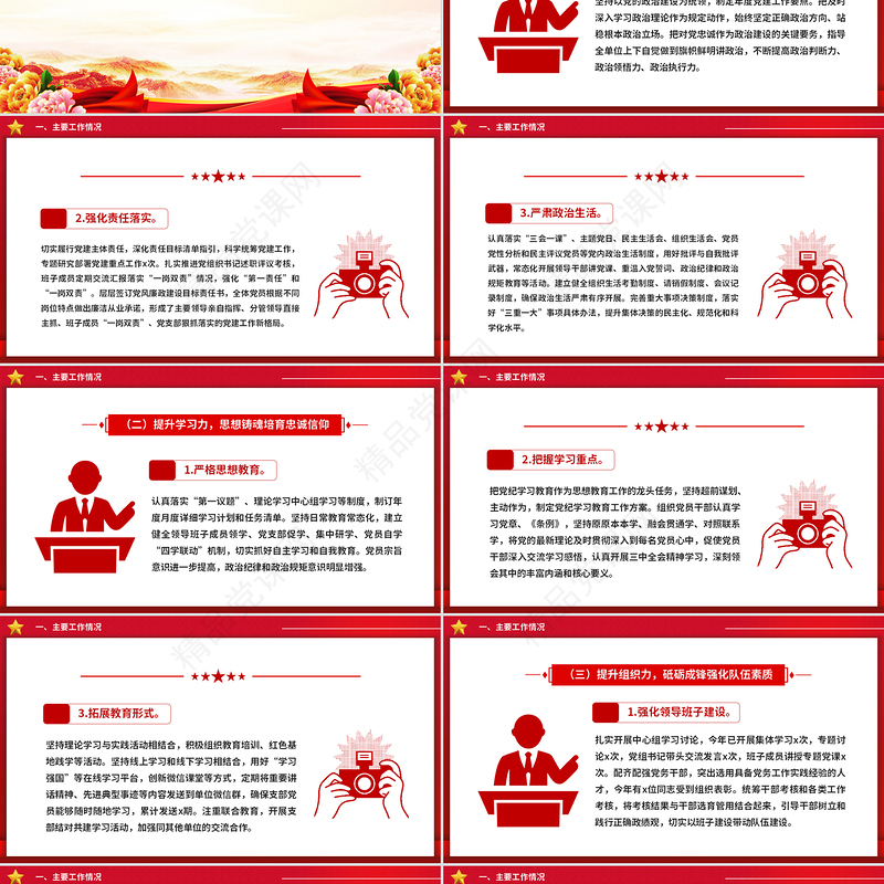 精品基层党建工作总结汇报及下一年党建计划PPT模板