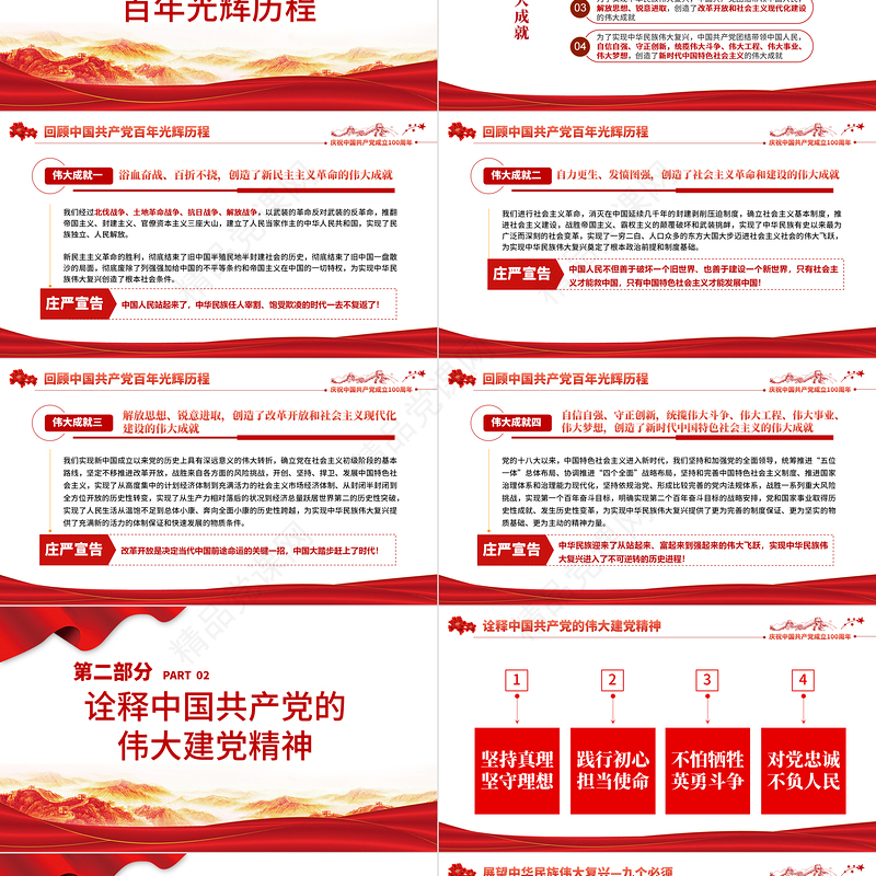 2021学习“七一”重要讲话精神PPT庆祝中国共产党成立100周年大会上的重要讲话精神学习党课模板