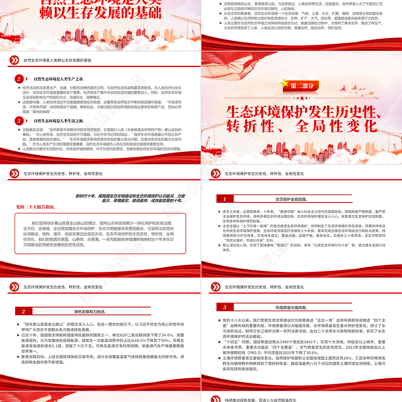 2022促进人与自然和谐共生PPT大气精美党员干部学习教育专题党课