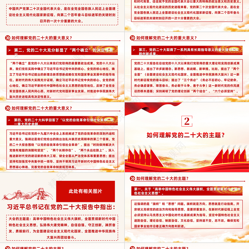 党的二十大学习辅导百问PPT优质党政风学习贯彻党的二十大精神党支部建设党政活动知识教育辅导党课课件模板