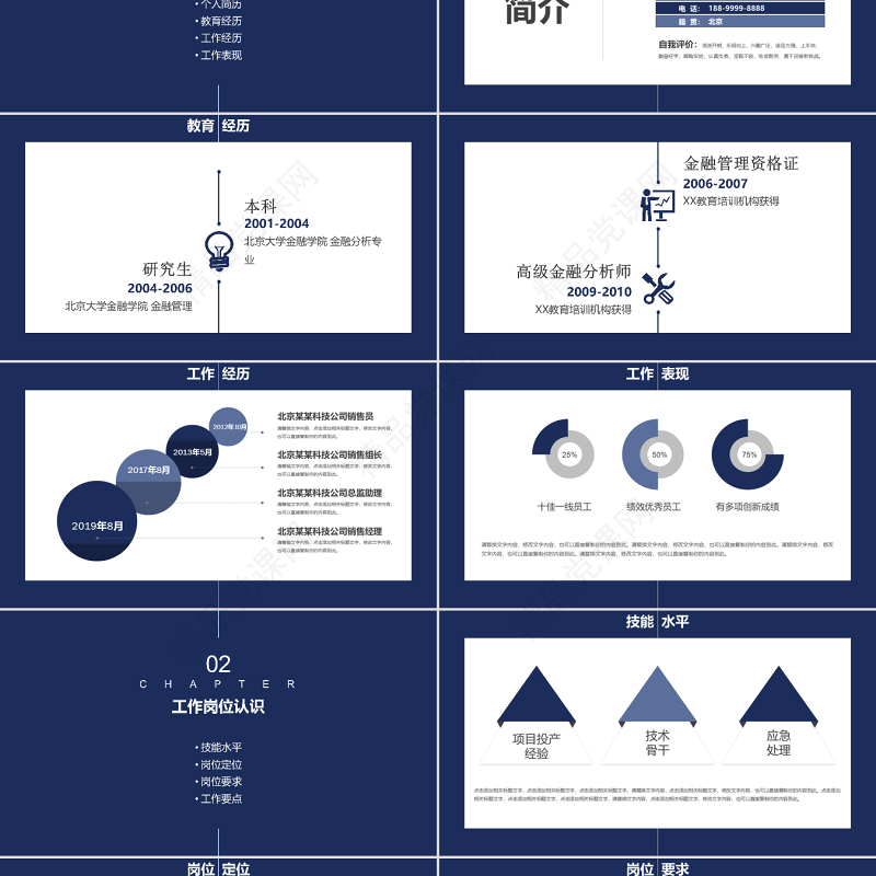 原创蓝色极简岗位竞聘报告竞岗演讲求职简历PPT