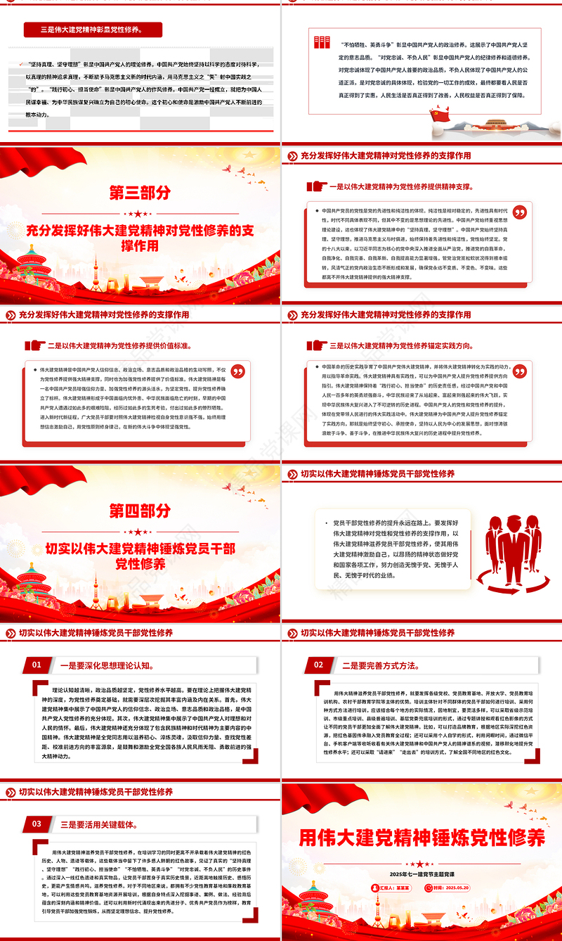 党政风用伟大建党精神锤炼党性修养七一建党节党课PPT课件