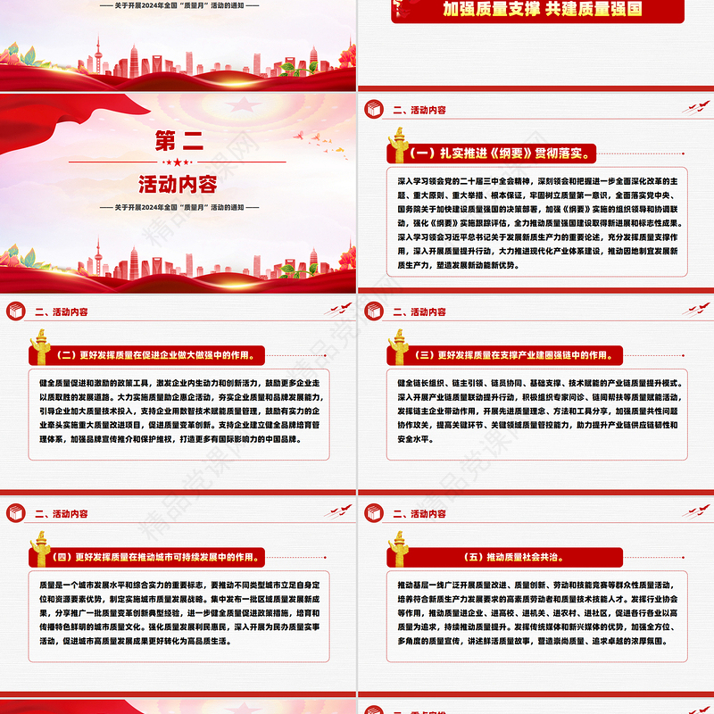 大气精美加强质量支撑共建质量强国PPT2024年全国质量月课件模板