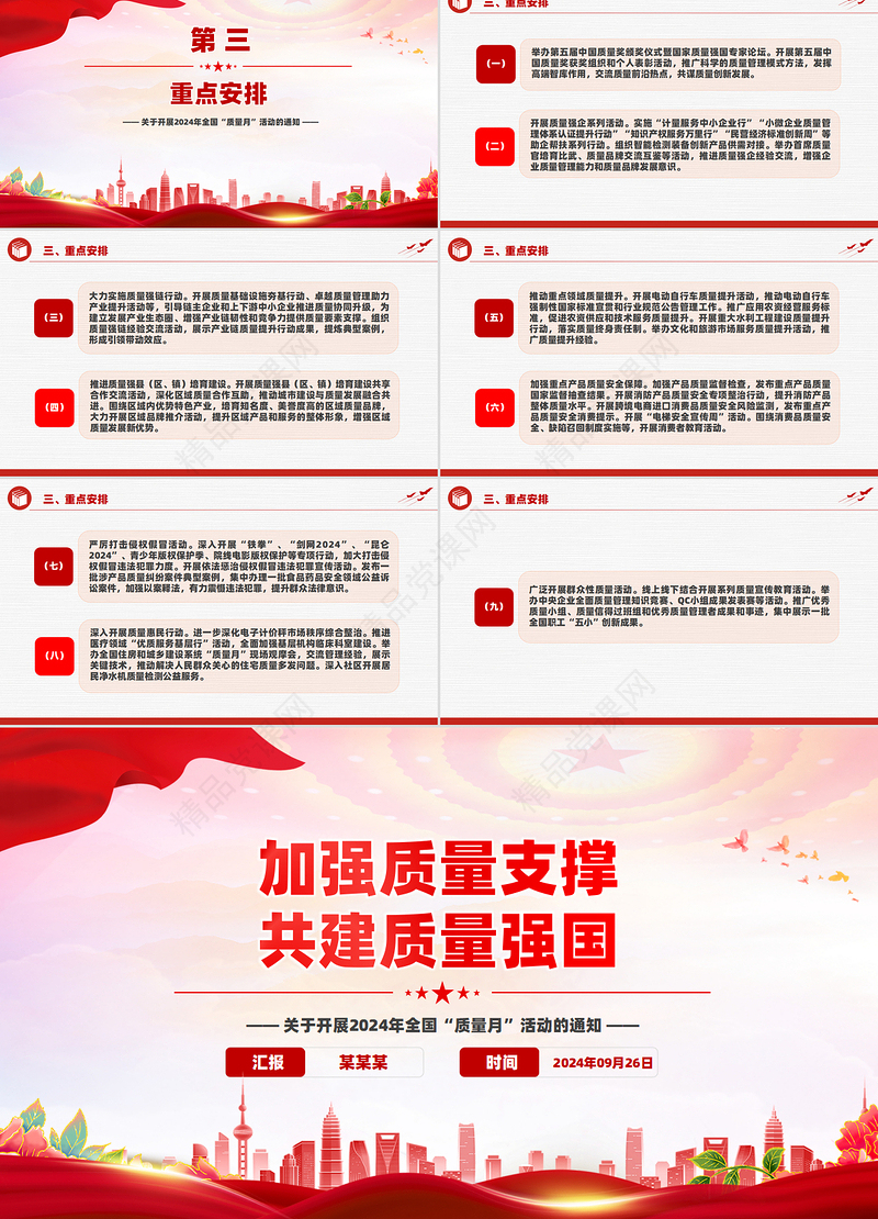 大气精美加强质量支撑共建质量强国PPT2024年全国质量月课件模板