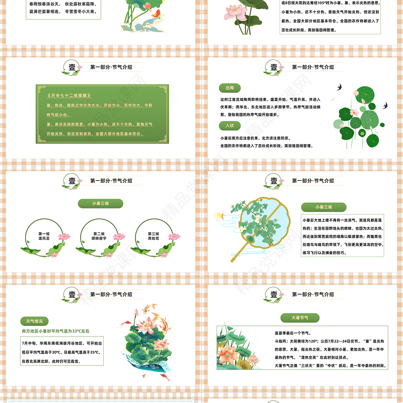 2024小暑打雷大暑破圩PPT中国风中国传统节气二十四节气之大暑小暑专题模板课件