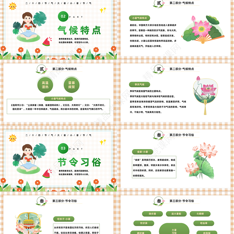2024小暑打雷大暑破圩PPT中国风中国传统节气二十四节气之大暑小暑专题模板课件