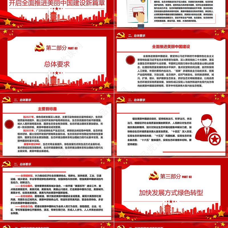 中国共产党中央国务院关于全面推进美丽中国建设的意见ppt党政风全面推进美丽中国建设专题课件下载