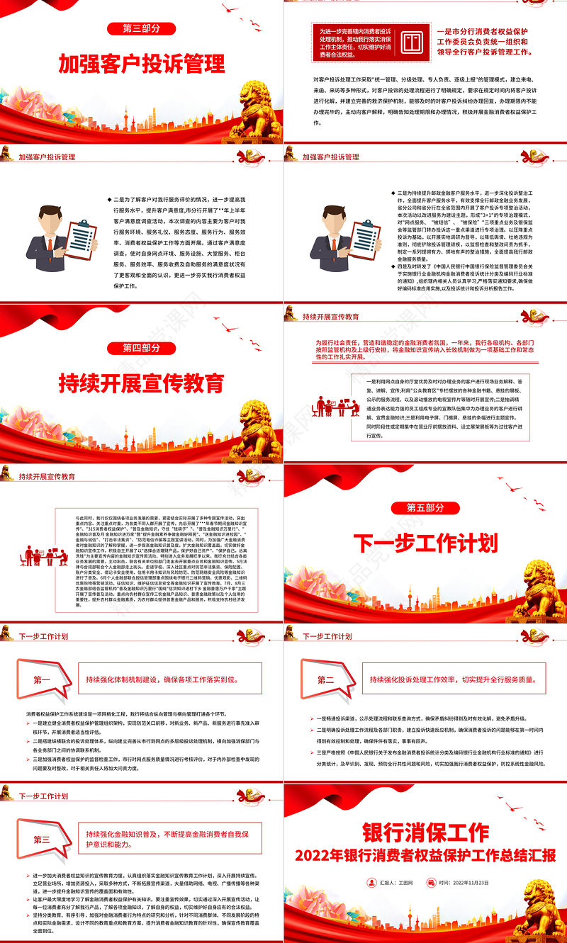 2022银行消保工作PPT简洁风银行消费者权益保护工作总结汇报专题课件下载