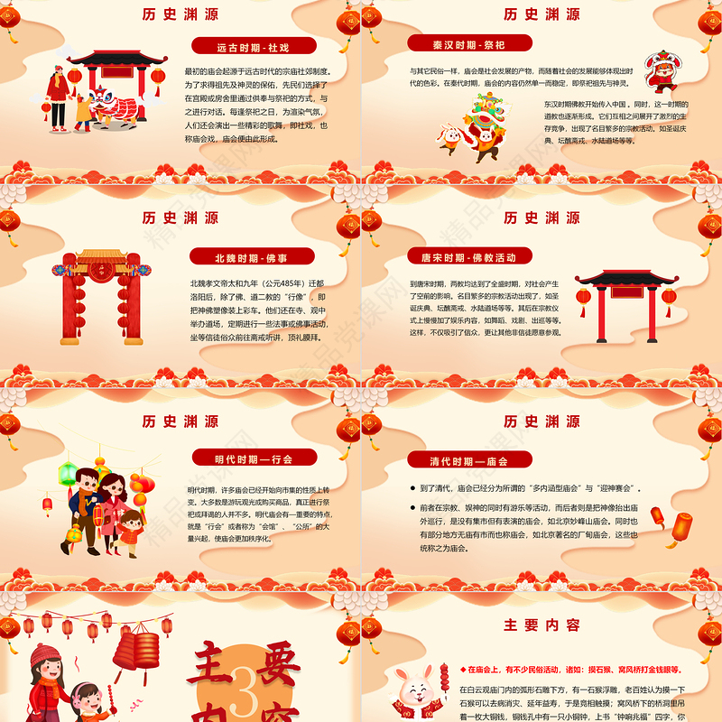 2024新春庙会PPT国潮创意中国传统文化精髓模板课件