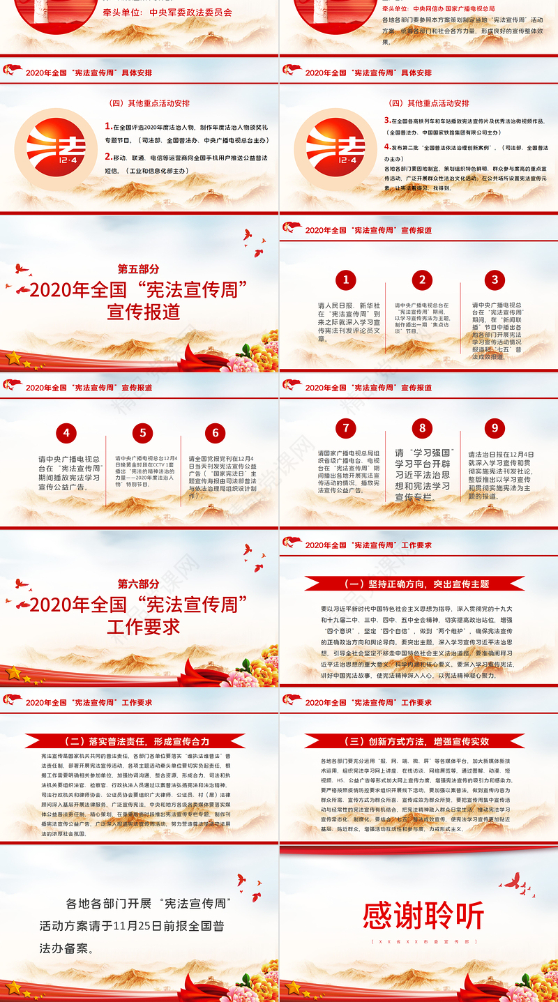 淡蓝色党建风国家宪法日宪法宣传周工作方案法制宣传教育党课ppt