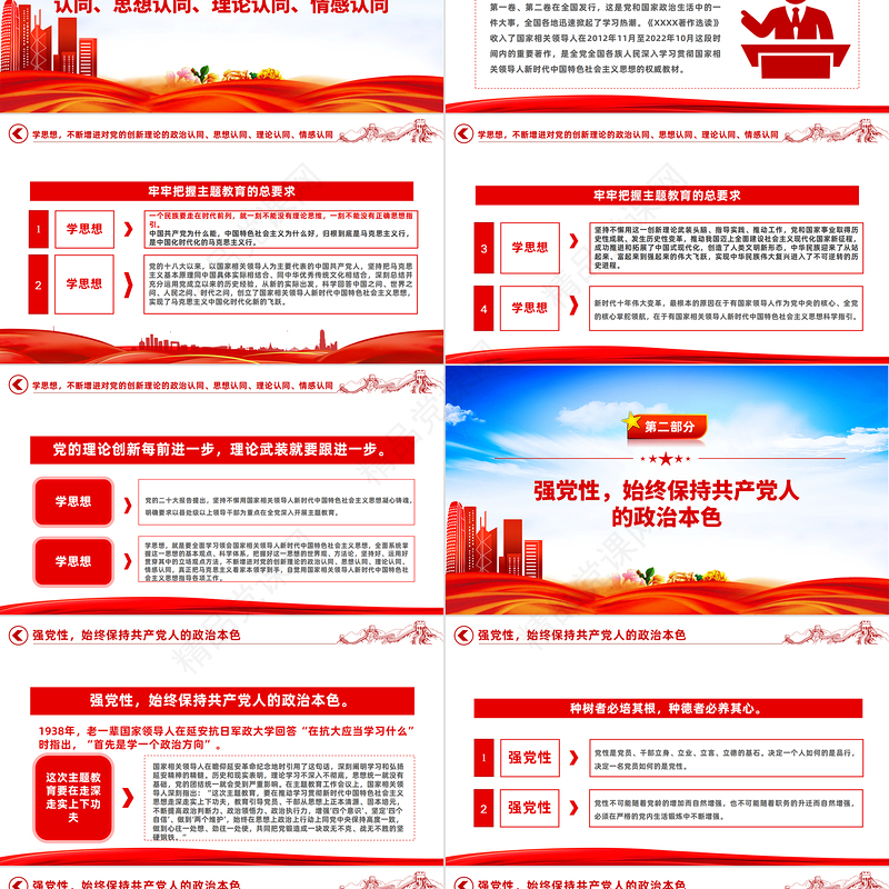 2023学思想强党性重实践建新功主题教育PPT优质党建风扎实抓好主题教育为奋进新征程凝心聚力党课课件模板