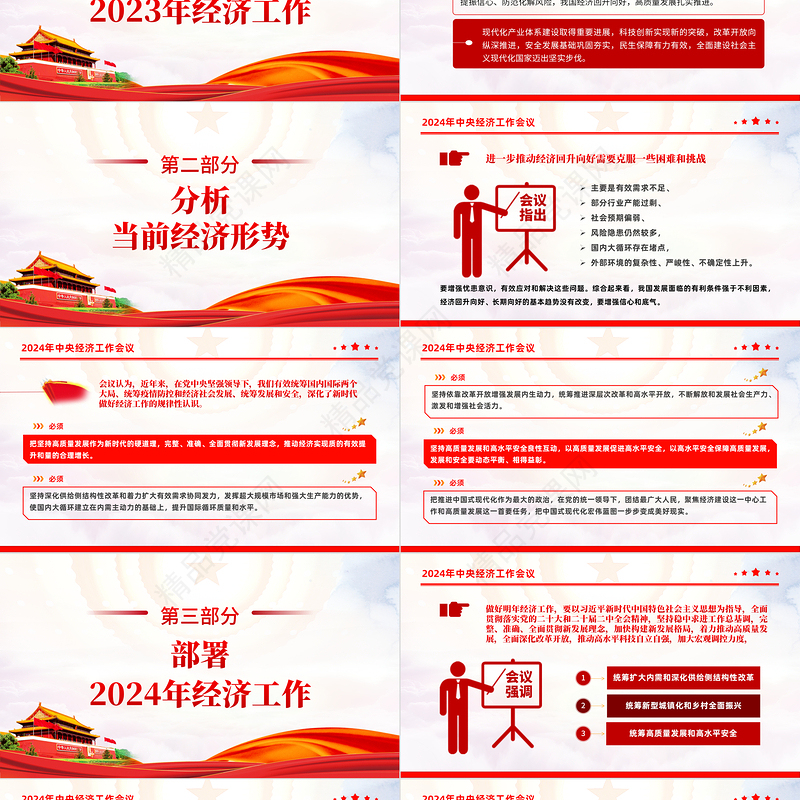 2024中央经济工作会议要点梳理PPT优质创意2024年经济工作坚持稳中求进以进促稳先立后破的总体要求课件