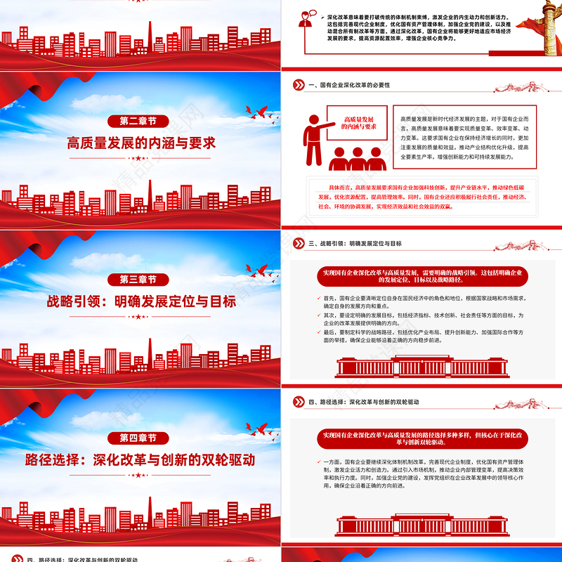 2024战略引领与路径选择PPT红色大气国有企业深化改革与高质量发展党课课件